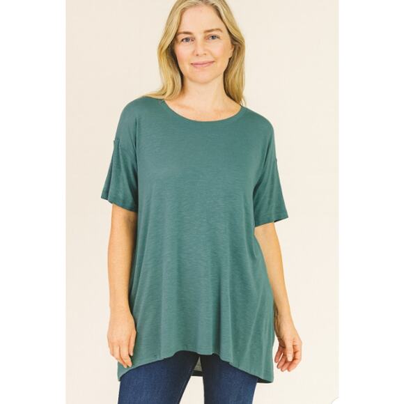 American Eagle SZ S Boat Neck Long Line Tee Green New With Tags - Picture 1 of 5